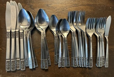 41 PC  Interpur Cortina Stainless Steel Flatware Set Fleur De Lis - Image 1 of 4
