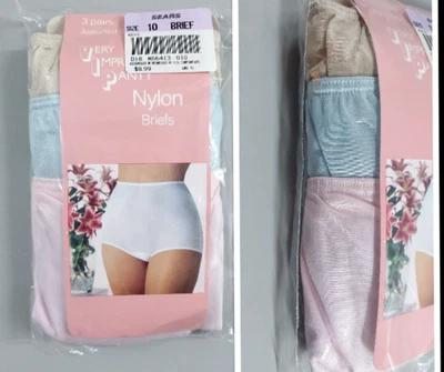 Sears Muy Impresionantes Bragas Nylon Calzoncillos Pastel Transparente Abuelita Panty Paquete de 3 Talla 10 Foto 1 de 4
