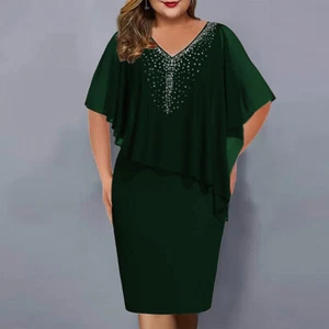 Damen Chiffon Partykleid Strass Abendkleid Bleistiftkleid Cocktailkleid Clubwear - Bild 1 von 18