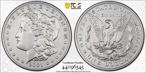 2021-CC Morgan Silver Dollar PCGS MS70 First Strike 100th Anniv US Mint Box/COA Cover