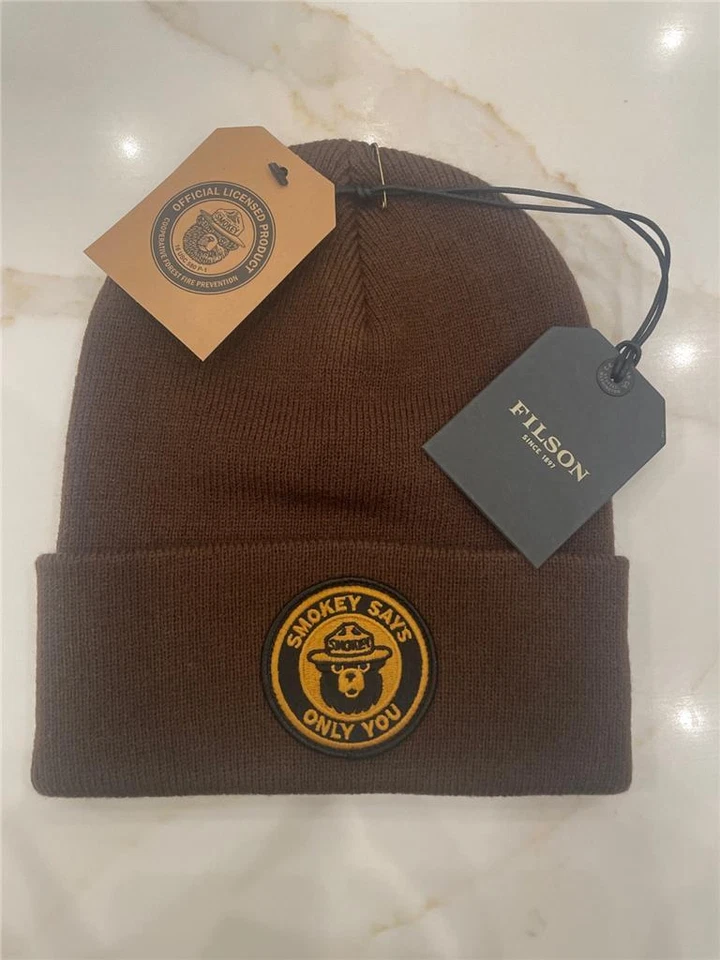Filson Smokey The Bear Ballard Watch Cap Beanie Hat One Size Brown USA Made