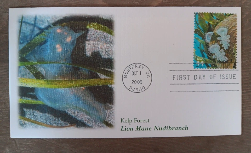 KELP FOREST LEÃO JUBA NUDIBRANCH 2009 FLEETWOOD CACHET FDC UNADDR - Imagem 1 de 1