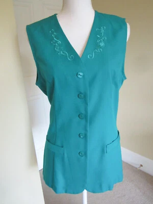 Colete bordado verde feminino vintage anos 90 tamanho 12 - Imagem 1 de 4