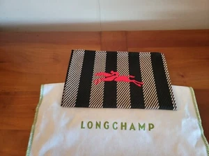 LONGCHAMP ESSENTIAL STRIPE ESSENTIAL POUCHE – BEIGE/CHOCOLATE BROWN - Picture 1 of 5