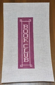 hand painted needlepoint canvas #14 Book Club bookmark magenta pink 2x7" - Picture 1 of 1