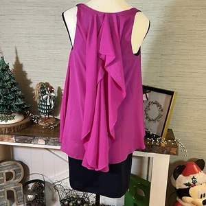 Hutch Anthropologie zweistufiges Kleid Chiffon Damengröße Small rosa marineblau Barbie - Bild 1 von 7
