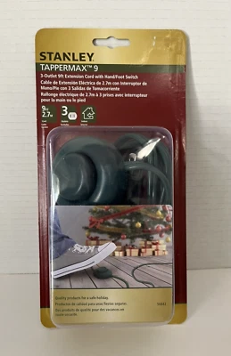 Stanley Tappermax 9 ft 3 Outlet Power Cord Foot Tap Switch Lights Christmas New - Image 1 of 3