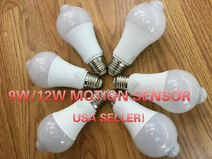 9W12W Motion Sensor Light Bulb Motion Activated LED Dusk to Dawn Indoor/Outdoor - Picture 1 of 4