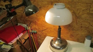 Antique Coleman Quick Lite Nickel Finish Table Lamp & Shade - Picture 1 of 6