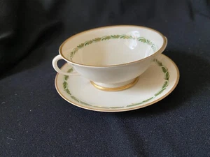 Vintage Franciscan China Arcadia Green Cream Boullon Soup Cup w/saucer - Picture 1 of 4