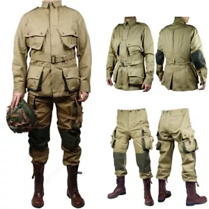 US M42 Paracadutista Uniforme Cosplay Uomo Vintage Militare Tattico Giacca Pantaloni - Foto 1 di 22