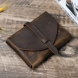 Genuine Leather Book Cover Case Carrying Book Bag Storage Protective Handbag - Picture 1 of 11