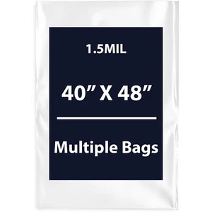 1.5Mil 40" X 48" | Bolsas planas de polietileno transparentes de LDPE, flexibles y duraderas | Múltiples bolsas - Imagen 1 de 12