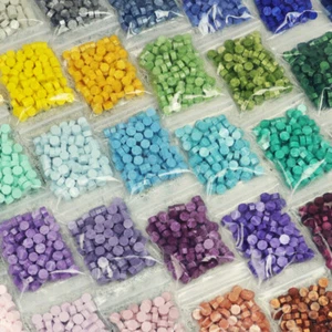 100 piezas/juego de cuentas de cera de sellado para sobre de boda tarjeta de regalo sello documento - Imagen 1 de 78