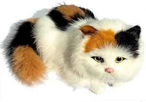 Realistic Furry Baby Calico Cat Figurine Simulation Kitten Home Office Car... - Picture 1 of 9