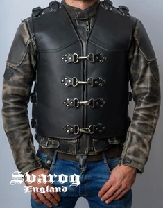 SVAROG 4-7 MM THICK  AUSTRALIAN STYLE BUFFALO LEATHER BIKER CLUBLE VEST CUT - Picture 1 of 10