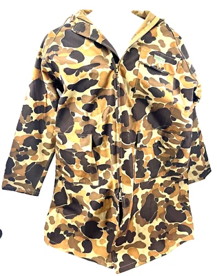 Abrigo Chaqueta de Lluvia Pato Cremallera Completa Marrón Camuflaje Hodgman De Colección Para Hombre M Foto 1 de 4