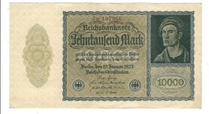 Banknote Deutschland - Weimarer Republik - Reichsbanknote - 10000 Mark - 1922 - Bild 1 von 2