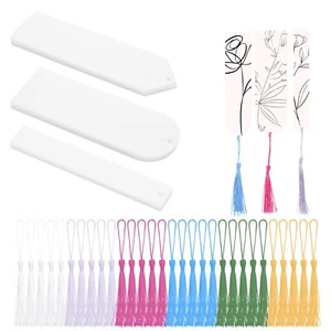 30 Pcs Acrylic Bookmark Blanks with 30 Pcs Bookmark Tassels Acrylic Bookmarks... - Picture 1 of 7