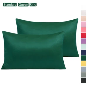 Silky Satin Pillowcase 2 Pack Silky Pillow Cases for Hair and Skin Cushion Cover - Picture 1 of 29
