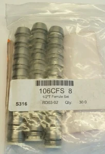 Pack of 30 106CFS 8 1/2"T Ferrule Set CFS-8 for 1/2" OD Tube - Picture 1 of 6