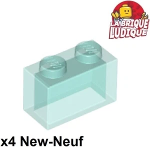 Lego 4x Brick 1x2 Light Blue Transparent 3065 NEW - Picture 1 of 1