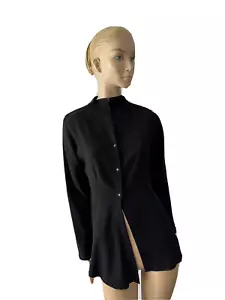 BABETTE BLACK WITH RED PINSTRIPE COLLARLESS SNAP CLOSURE JACKET SIZE M - Picture 1 of 12