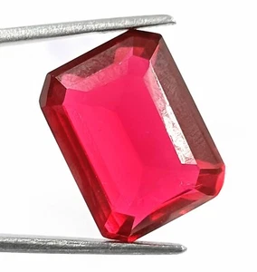 22-23Ct Transparent Glass Filled Red Ruby Emerald Cut Certified Faceted Gems DSX - Picture 1 of 11
