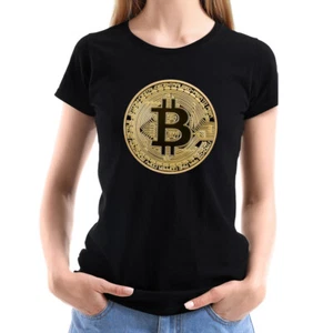 EAKS® Damen Girlie T-Shirt Motiv: "Bitcoin-Münze Gold" Goldene Bitcoinmünze - Bild 1 von 26