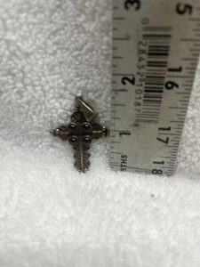 Vintage Carsi TC 57 .925 Sterling Cross with Onyx- 1- 1/2" - Picture 1 of 3