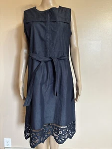 Chicos 1.5 Denim Lace Short Dress Solid Indigo Sleeveless Shift Dress - Picture 1 of 10