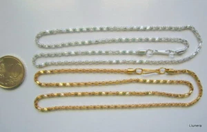 Cadena eslabones serpiente 42 cm X 2 UNIDADES 2 mm baño plata y dorado abalorios - Imagen 1 de 4