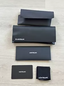 Montblanc Black Leather Eyeglasses Sunglasses Case Booklet Cleaning Cloth Card - Picture 1 of 4