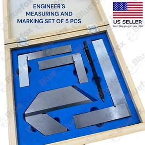 Engineers Marking Steel Squares Set Inc Center Finder Scriber 5 Piece Try Square - Picture 1 of 5