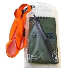 Waterproof Notepad and Waterproof Pen in Waterproof Pouch & Lanyard All Weather - Picture 1 of 5