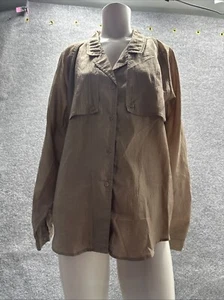 Vintage Diane von Furstenberg Bluse Damen Größe 10 hellbraun Büro Freizeit Tunika Y2K - Bild 1 von 10