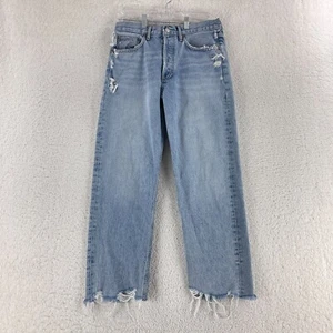 AGOLDE Blue Denim 90er Crop Straight Jeans Damen High Rise ausgefranster Saum Größe 28 - Bild 1 von 22