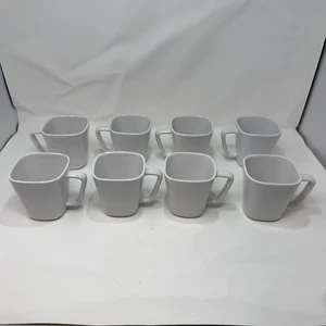 Pampered Chef Simple Additions Weiß 4,5 Quadratisch Kaffeebecher Modell #1975 8er Set - Bild 1 von 8