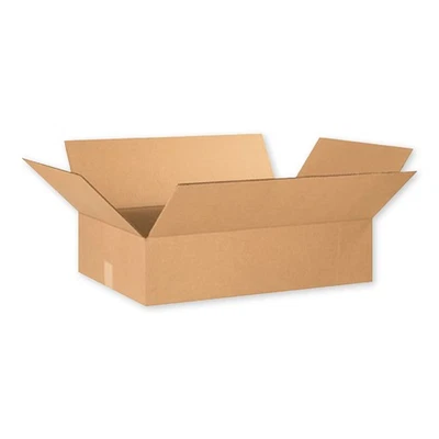 20 Boxes 24x18x4" Flat Corrugated Shipping Boxes ECT-32 Brown Packing Cartons - Image 1 of 4