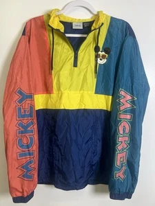 Disney Mickey Mouse Jacket Men’s M Multicolor Colorblock Pullover Windbreaker - Picture 1 of 7