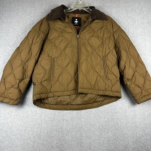 Giacca Orolay donna piccola marrone trapuntata piumino velluto a coste colletto zip puffer coat - Foto 1 di 9