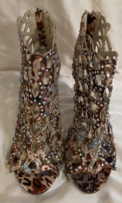 Zapatos de salón Zigi Soho Duran para mujer cremallera punta abierta tiras tacón de aguja tostado talla múltiple 8,5 Foto 1 de 4