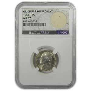 1943 P Jefferson Nickel MS 67 NGC Silver Bag Fragment SKU:I20329 - Picture 1 of 4