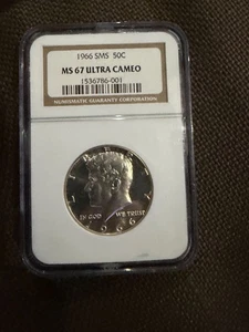 1966 SMS 50c Kennedy SILVER Half Dollar NGC Graded MS 67 Ultra Cameo WOW RARE - Picture 1 of 2