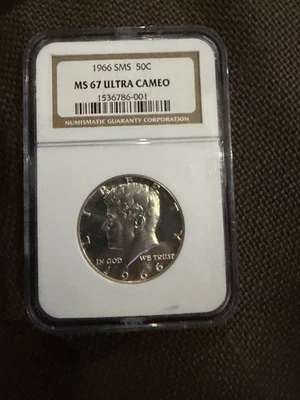 1966 SMS 50c Kennedy SILVER Half Dollar NGC Graded MS 67 Ultra Cameo WOW RARE - Image 1 of 2