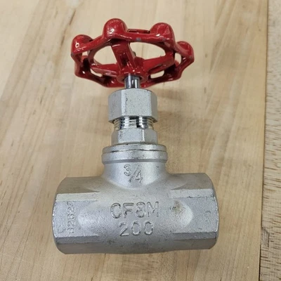 NEW NO BOX SHARPE 40276 GLOBE VALVE 3/4" 200 W.P. CF8M BODY (624) - Image 1 of 3