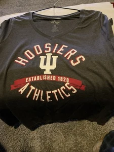Hoosiers IU Vneck T Shirt Gray Size XL - Picture 1 of 3
