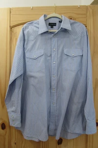 Panhandle Slim Shirt Mens XL Blue White Western Pearl Snap Striped Rodeo Cowboy - Picture 1 of 12