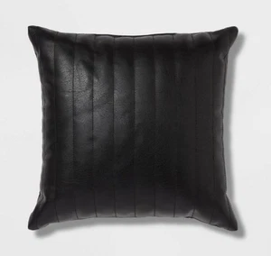 Threshold 18"x18" Square Faux Leather Throw Pillow, New - Picture 1 of 6