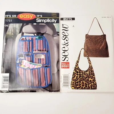 2 Sewing Patterns Simplicity 1751 Car Organizer and B5775 SeeandSew Bag Purse - Image 1 of 4